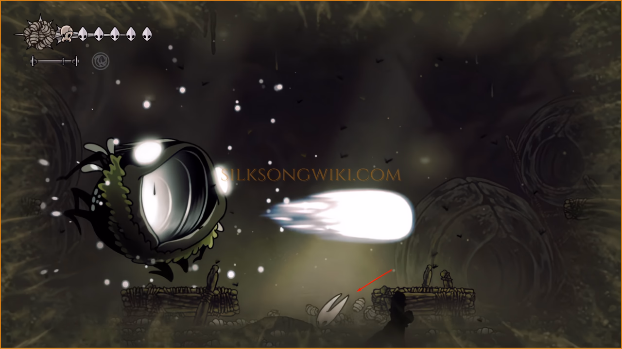 Dodging Groal's Soul Projectile attack by simply staying in the poison water at the edge of the screen.