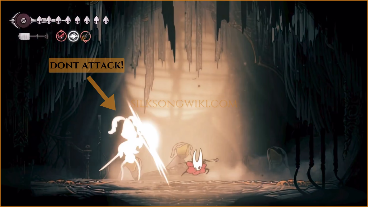 A visual warning showing the Second Sentinel in its Gilded Parry stance with a clear "DO NOT ATTACK" message.