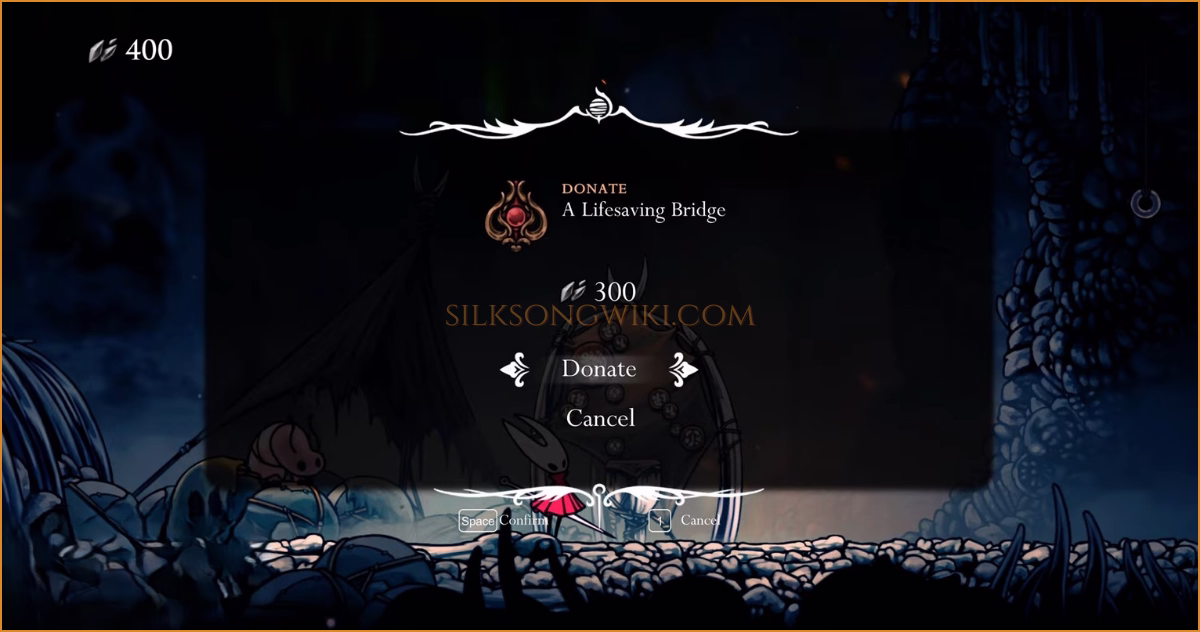 The donation screen confirming the 300 Shell Shard cost to complete the wish.
