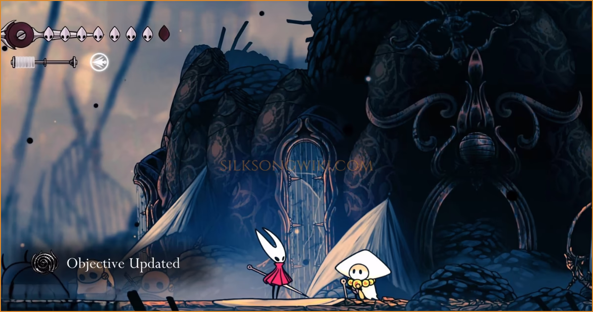 The quest completion screen in Songclave, which also starts the next objective.