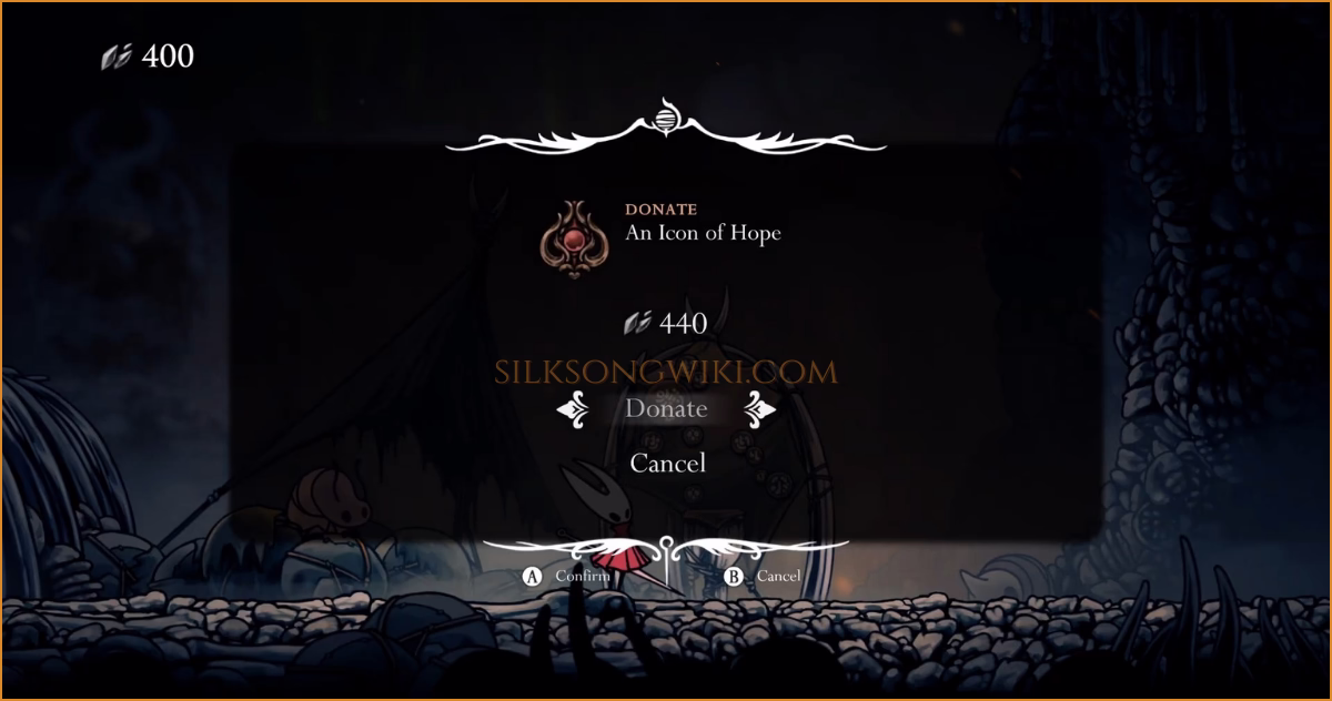 The in-game UI showing the 440 Shell Shard donation.