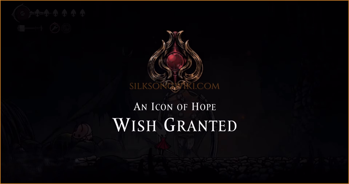 The wish completion screen for An Icon of Hope.