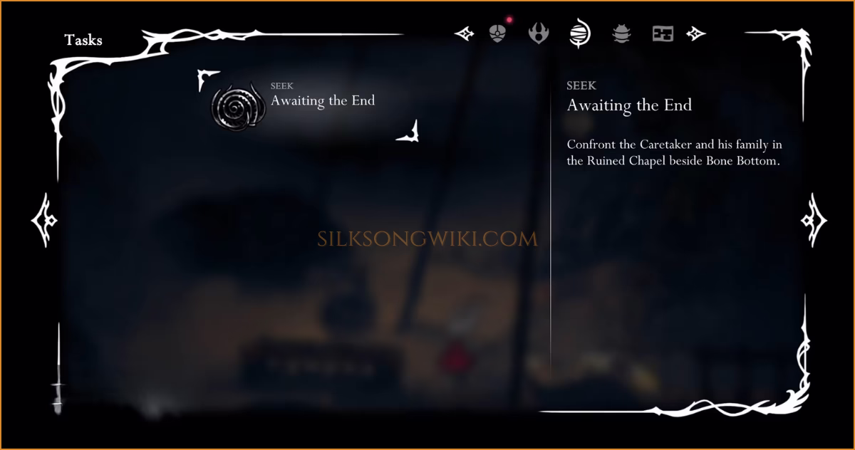 The "Awaiting the End" title card, appearing after speaking with Sherma.