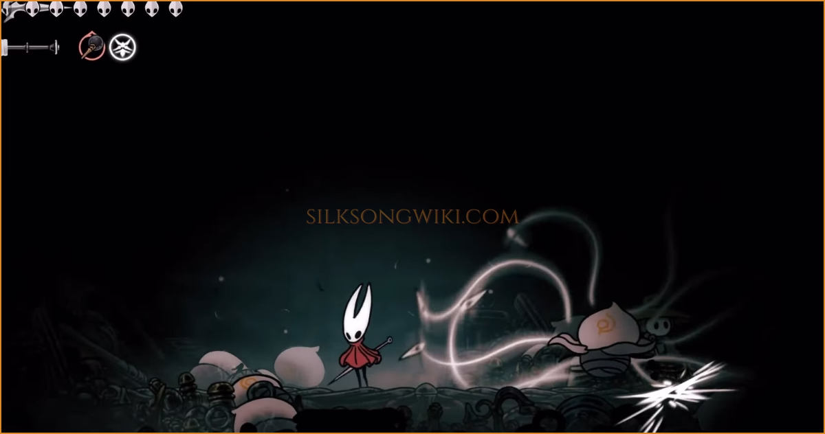 Hornet fights off a wave of enemies that appears after speaking with Sherma.