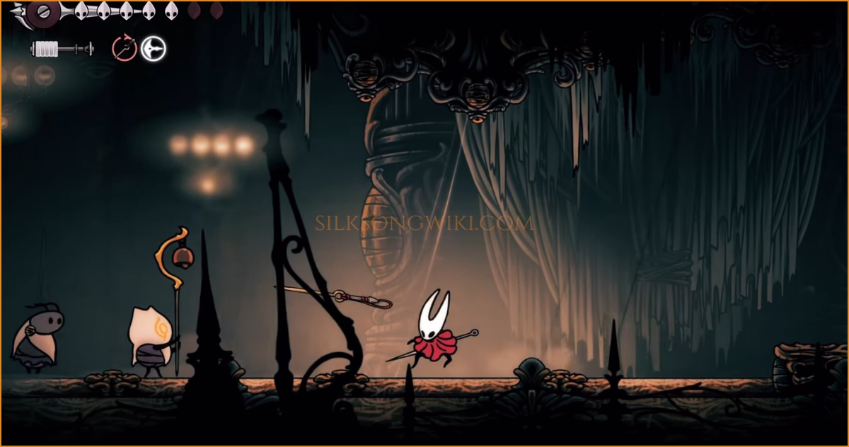 Hornet battles a Choir Hornhead near the Citadel Spa.