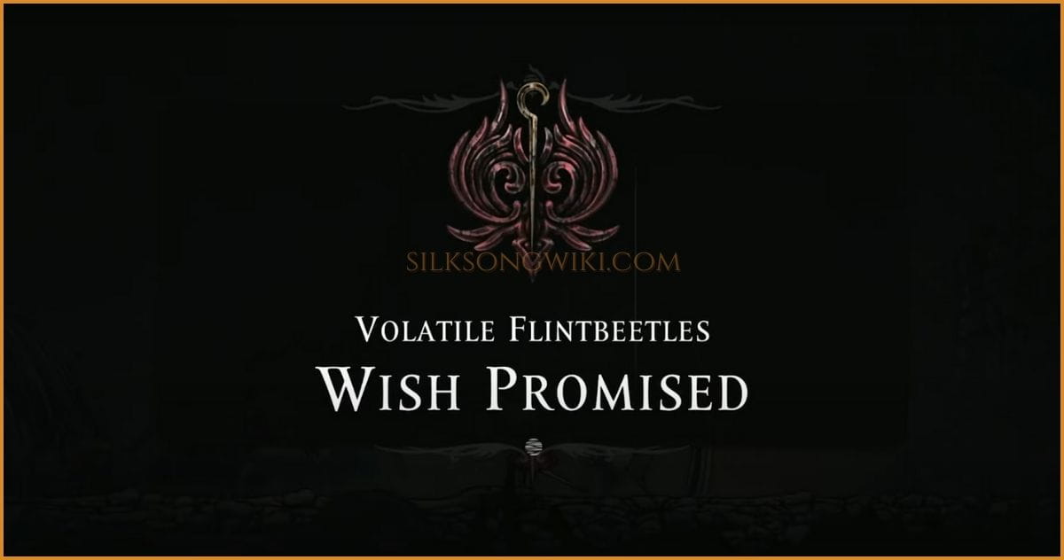 The Wish Promised confirmation screen for the Volatile Flintbeetles quest.
