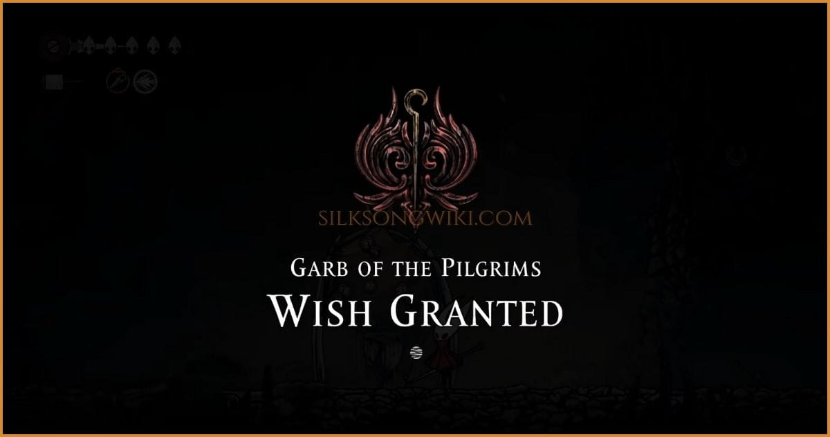 The Wish Granted screen after completing the Garb of the Pilgrims quest.