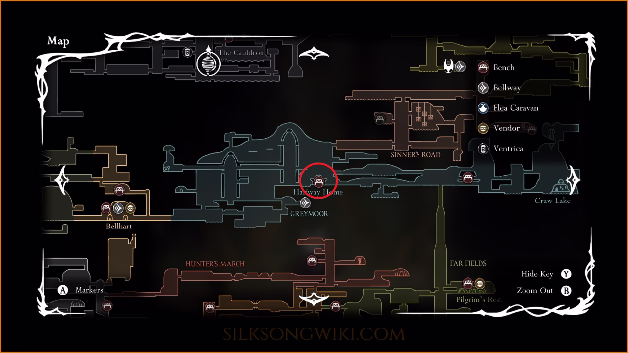 Map showing the location of Criege in Greymoor's Halfway Home