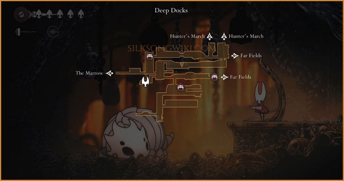Map of Lower Deep Docks showing the Flea's location.