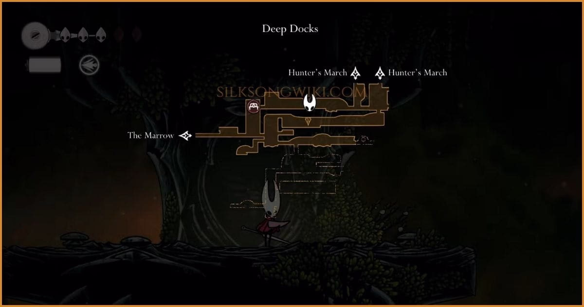 Map of Upper Deep Docks showing the Flea's location.