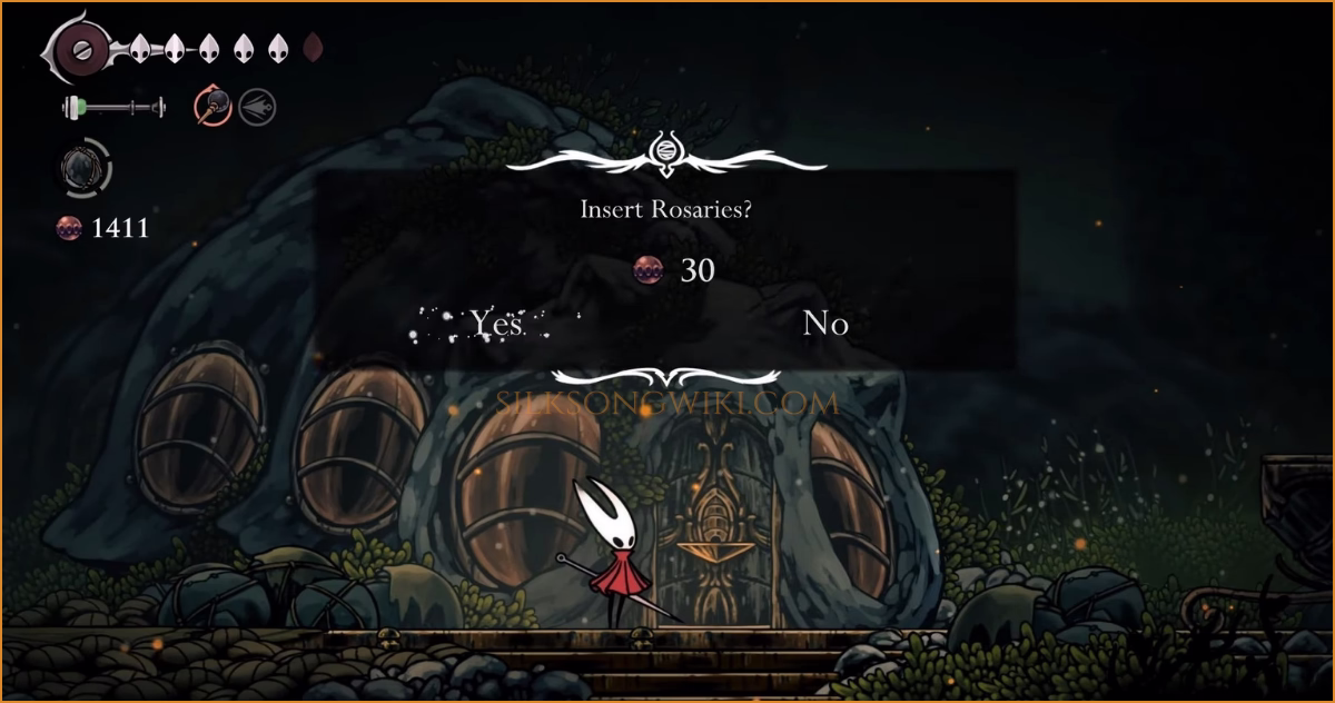 The UI shows the 30 Rosaries fee being paid to unlock the gate to Pilgrim's Rest.