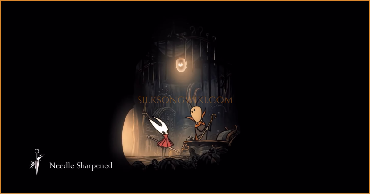 The reward screen showing Hornet's needle has been sharpened.