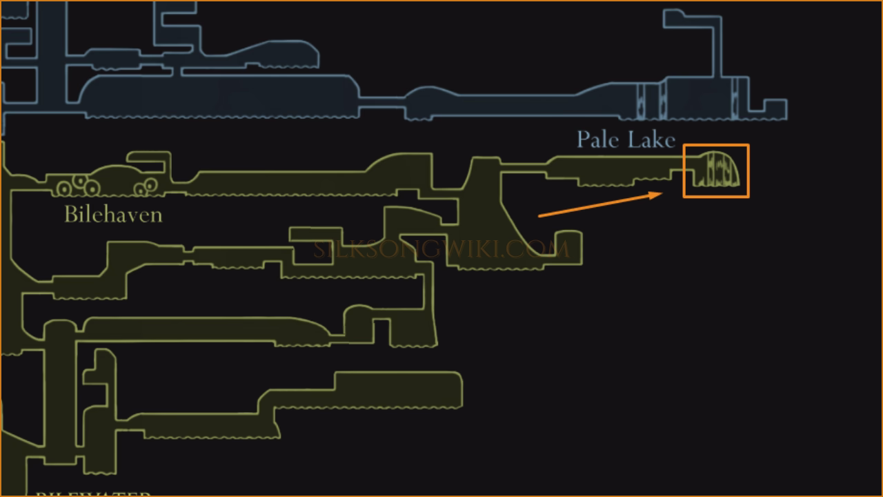 Map of Bilewater showing Shakra's final location in the northeast.