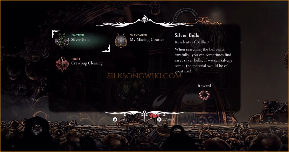 Hornet accepting the Silver Bells wish from the Bellhart Wishwall.