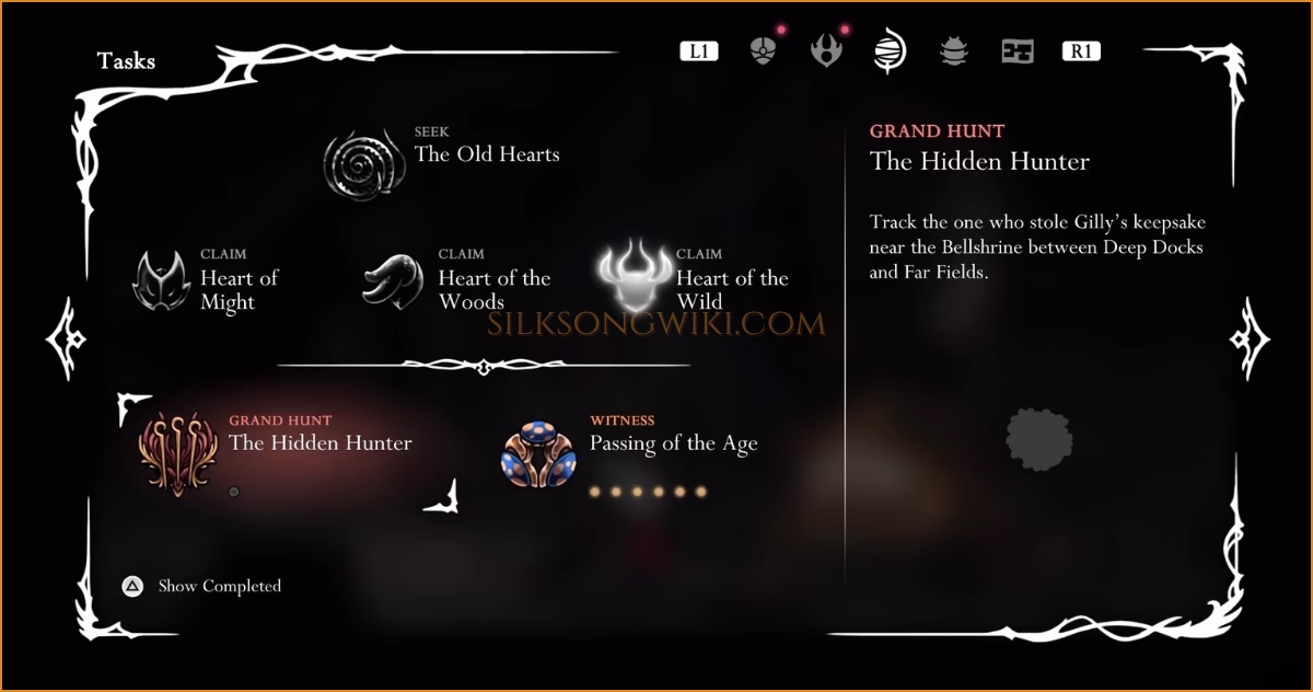 Accepting The Hidden Hunter Grand Hunt at the Bellhart Wishwall.