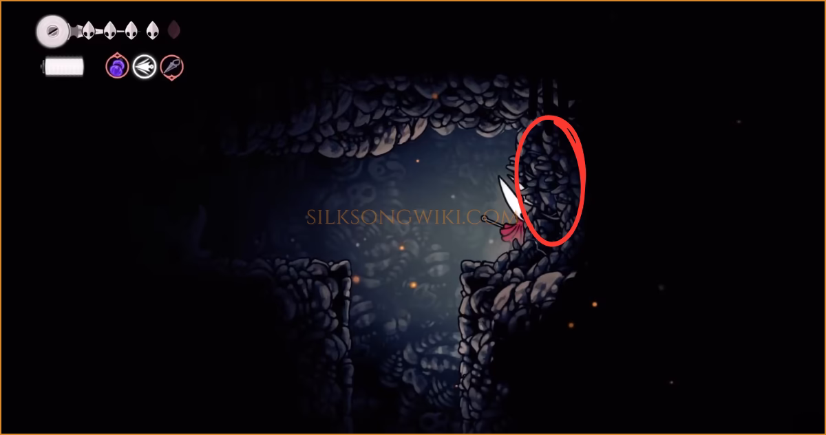 Breaking a hidden wall to continue through the secret area.