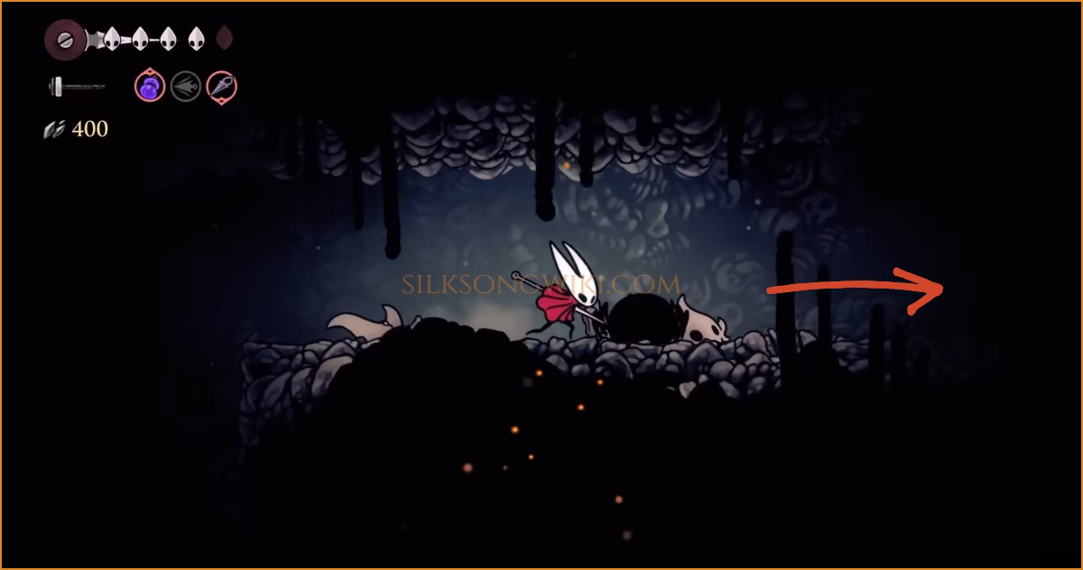 Moving forward after defeating the Skull Brute guard.
