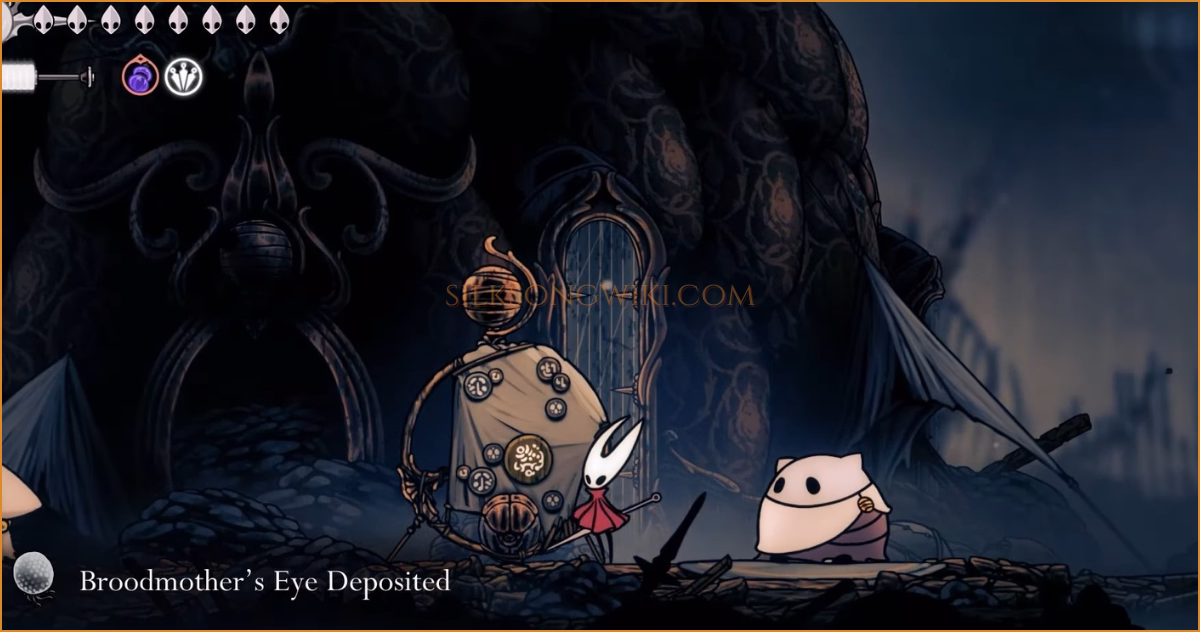 The Broodmother's Eye item being offered to the Songclave Wishwell to complete the quest.