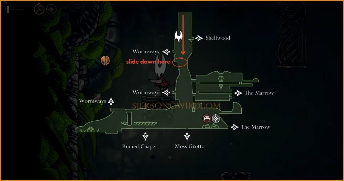 Map of Bone Bottom showing Tipp's final location for the My Missing Courier quest.