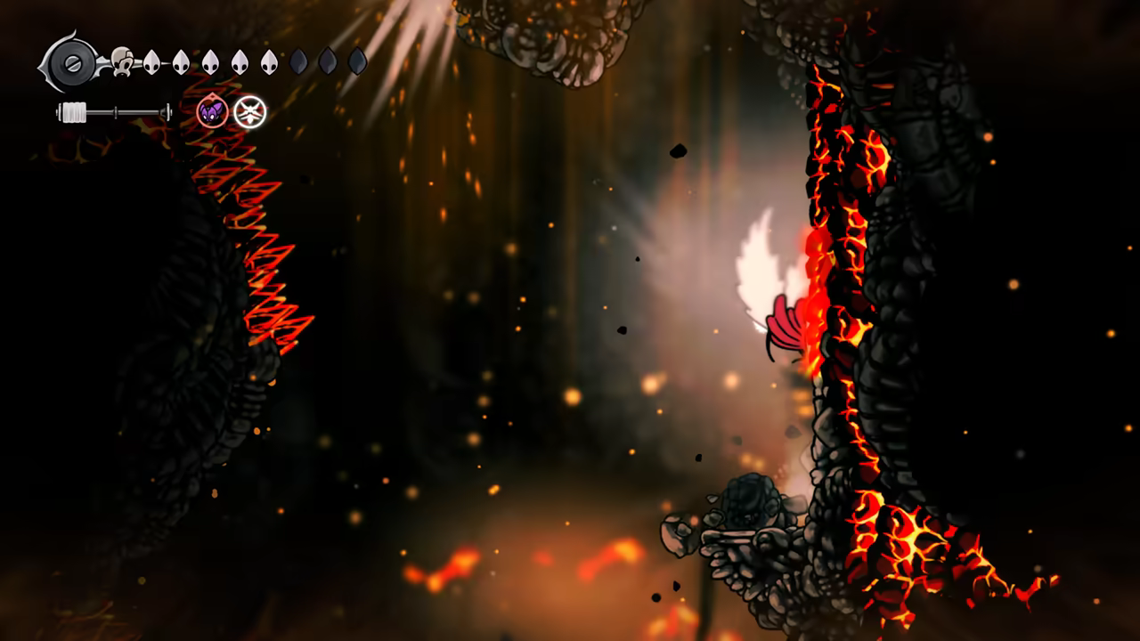 Jumping over lava.
