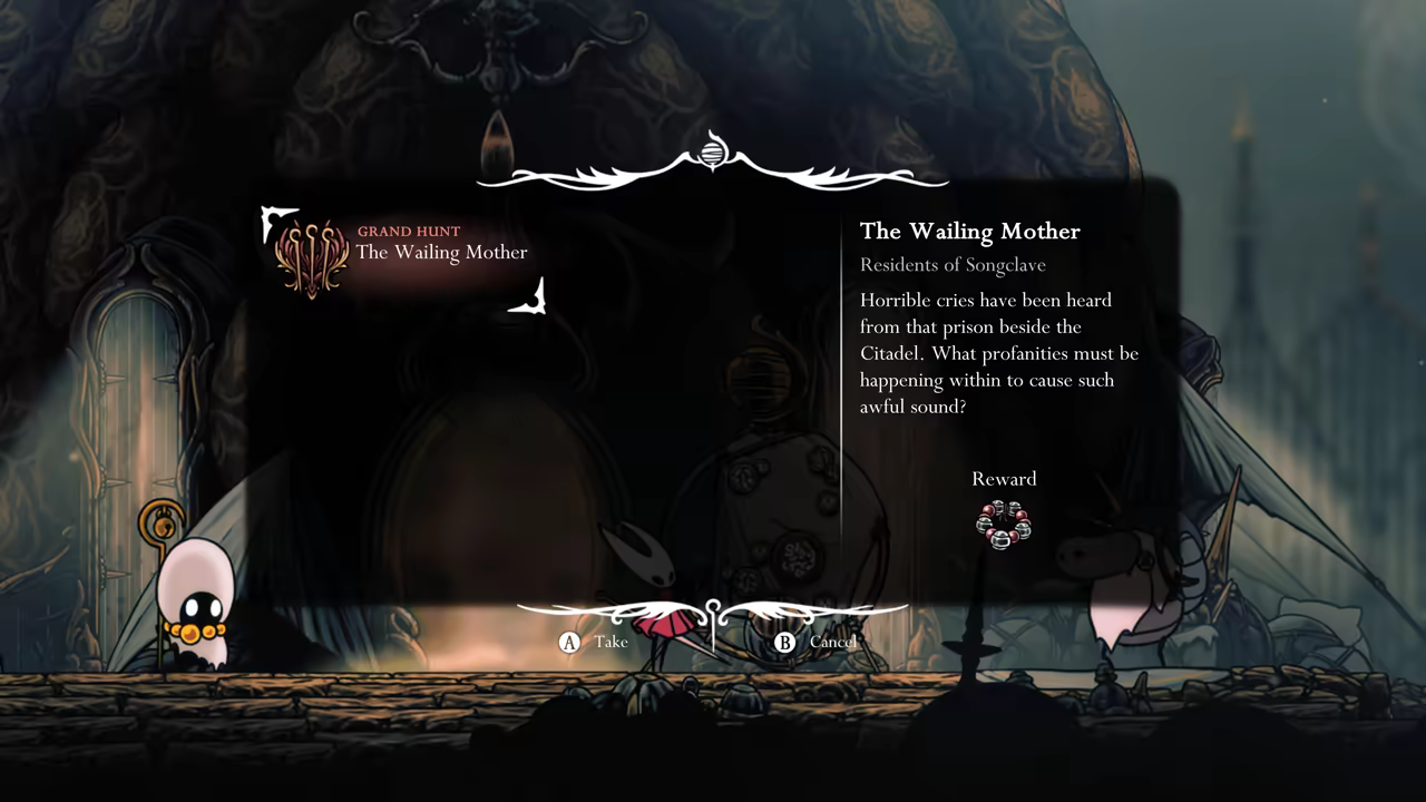 Accepting a new hunt quest.