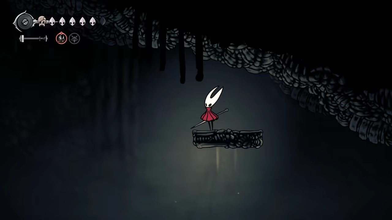 Reaching the platform with the double jump.