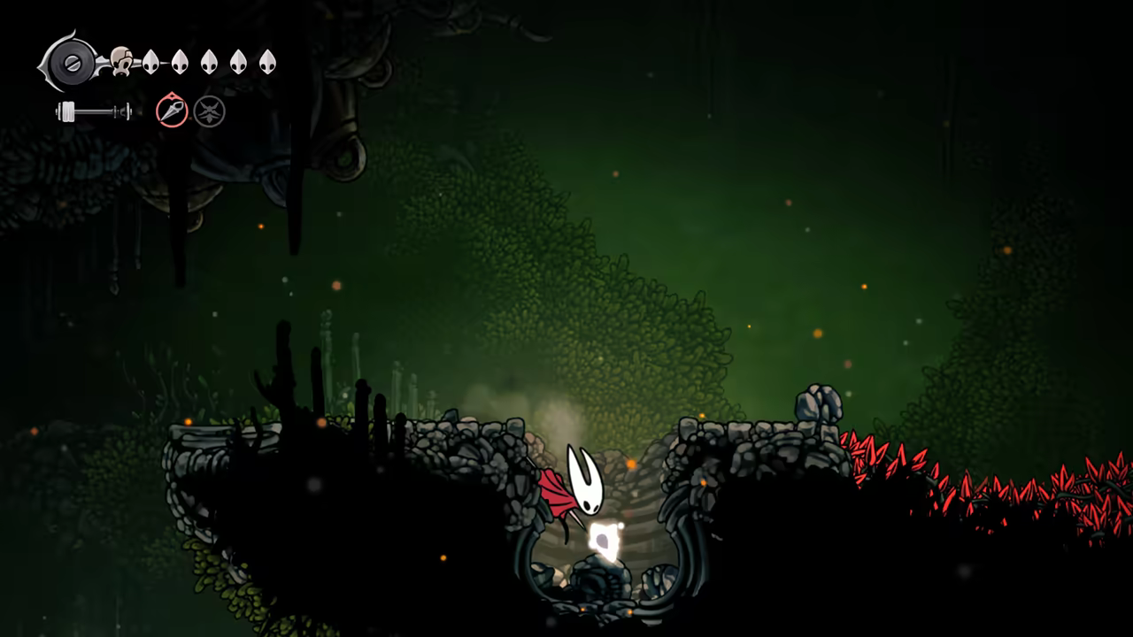 Finding a mask shard in a room near the Seamstress.