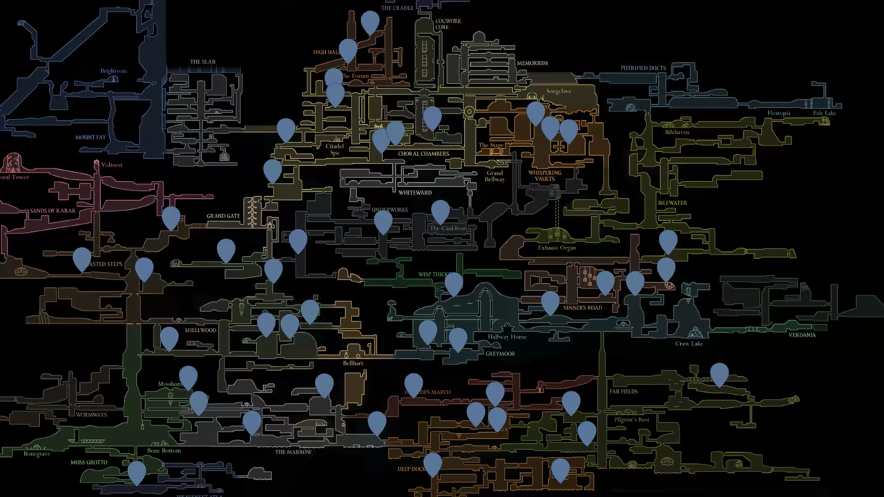 A map showing all 12 Void Mass locations.