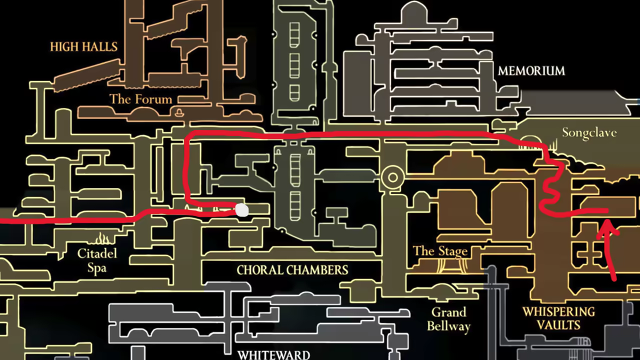 Map showing the route for exiting the Citadel.