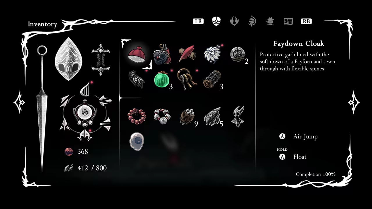 The 100% completion screen.