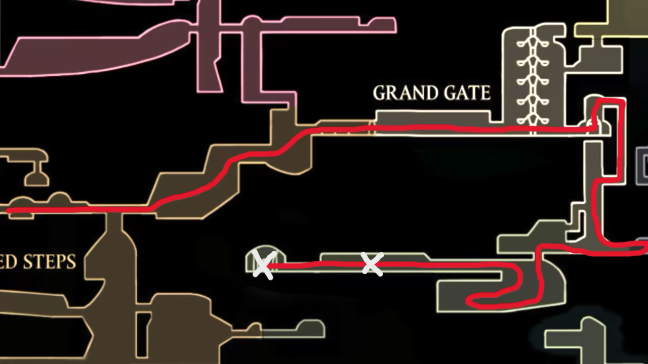 Map showing the route to the Seth and Nyleth encounter.