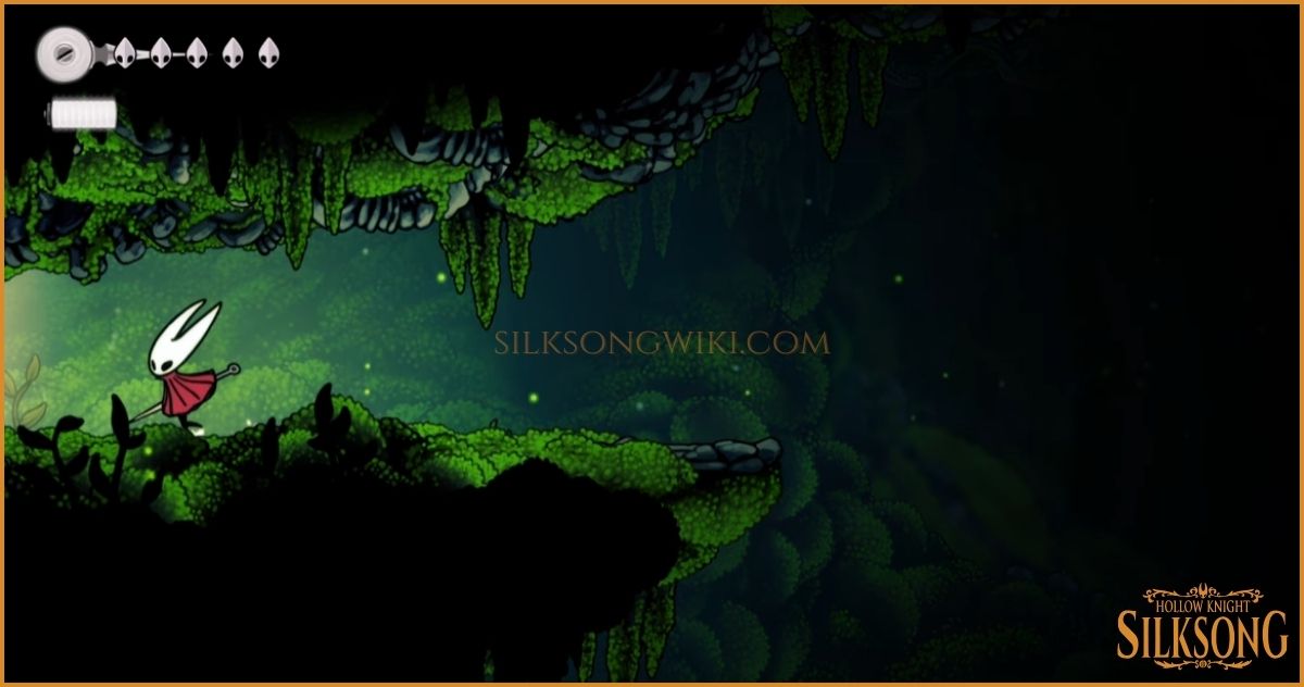 Navigating the vertical platforms of Moss Grotto.