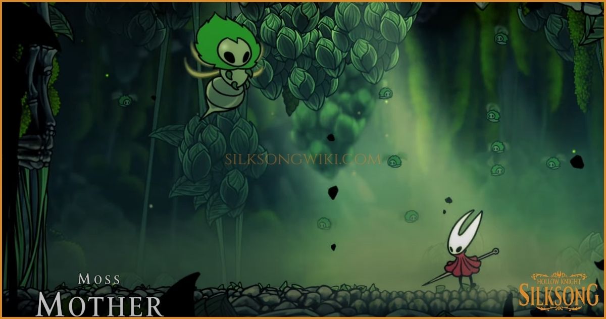 Hornet in a boss battle with the Moss Mother.